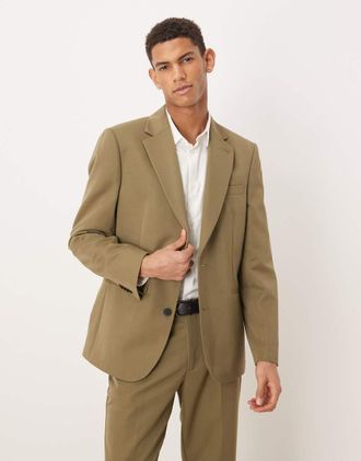 Asos Giacca da abito slim verde oliva