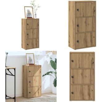 vidaXL Libreria Rovere Artigianale 40x24x77 cm in Legno Multistrato - Libreria con ante - Armadio con ripiani