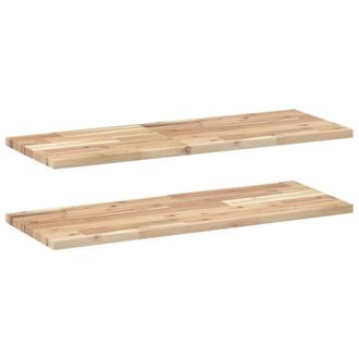 Berkfield Home Floating Shelves 2 pcs 100x30x2 cm Untreated Solid Wood Acacia in Brown | Size: 100 x 30 x 2 cm