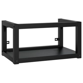 Berkfield Home Elegant Bathroom Washbasin Frame with Built-in Basin Black Iron
