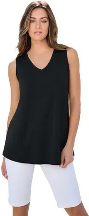 Roaman's Plus Size Cotton Ultimate Swing Tank Top in Black at Nordstrom, Size 44