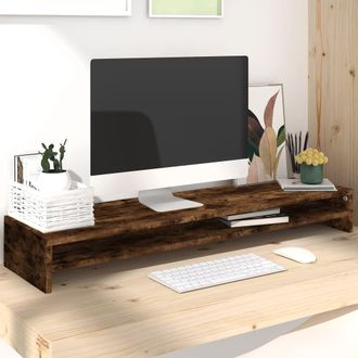 Berkfield Home Monitor Stand Smoked Oak 100x24x13 cm Engineered Wood in Brown | Size: 100 x 24 x 13 cm