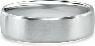 Pompeii3 Mens Brushed Beveled Edge Weddign Band 14k Gold or Platinum