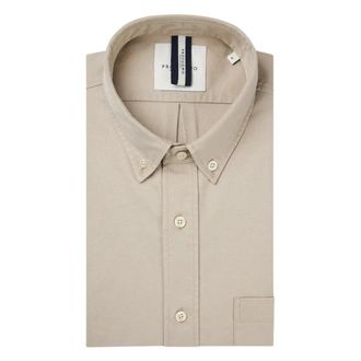 Profuomo Relaxed Fit Shirt - Heren - Casual Overhemden - Beige - L - Katoen - Overhemden