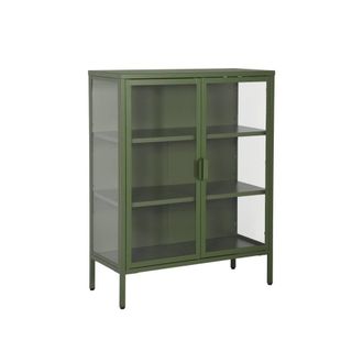 Sweeek Vitrina de acero y vidrio templado de 2 puertas, 80cm, verde