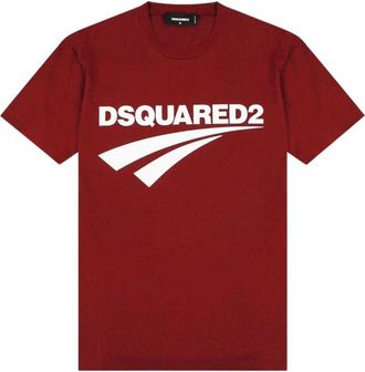 Dsquared2 DSquared2 Uniseks Skinny T-shirt met logo voor volwassenen (Bourgondi&euml;)