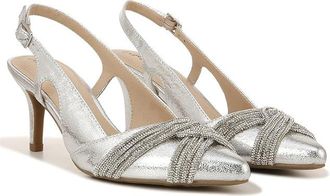 Life Stride Social Event Slingback Dress Pumps Womens Shoes Silver : 9.5 M (B), Leather