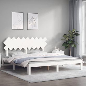 Berkfield Home Beautiful Bed Frame with Headboard White Super King Size Solid Wood