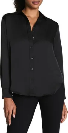 Spanx Long Sleeve Button-Up Shirt in Classic Black at Nordstrom, Size 3X