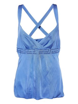 Versace 2008 Greca-embellished tank top - Blue