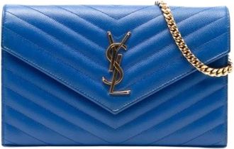 Saint Laurent Pre-owned Cross Body Bags, female, Blue, Size: ONE SIZE Pre-owned Leather Cross Body Bag