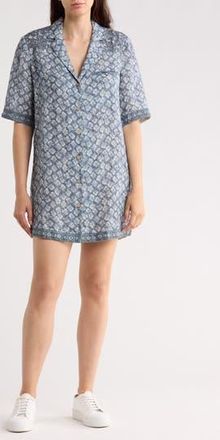 Faherty Paradise Point Short Sleeve Linen Shirtdress in Oceanview Blossom at Nordstrom Rack, Size Xx-Small