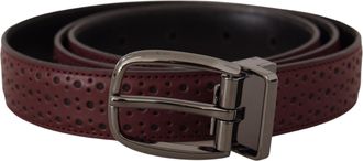 Dolce & Gabbana Mens Brown Perforated Leather Metal Buckle Belt