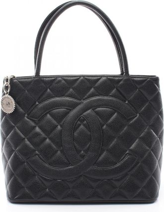 Chanel Black Grained Calfskin Handbag Tote Bag (Pre-Owned)