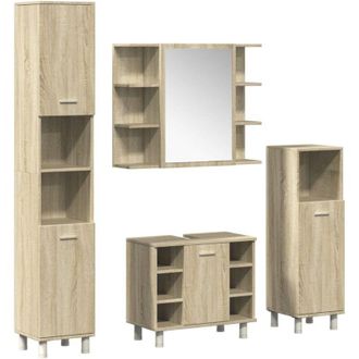vidaXL Juego De Muebles De Ba&ntilde;o 4 Pzas Contrachapada Roble Sonoma Vidaxl