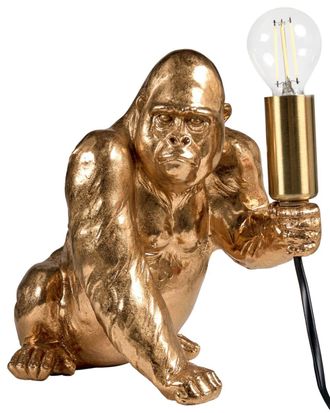 Beliani L&aacute;mpara de mesa gorila dorado
