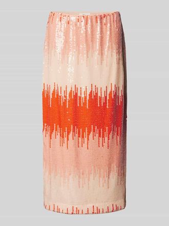 s.Oliver Black Label Midirock mit Pailletten und elastischem Bund in Rot, Größe 34