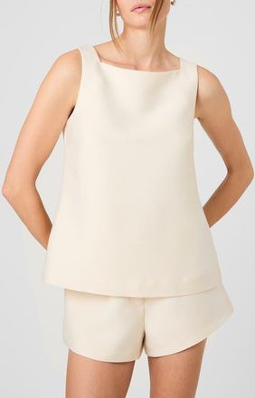 French Connection Structured Taffeta Sleeveless A-Line Top in Porcelain Cream at Nordstrom, Size 12