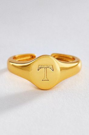 Luv AJ Initial Oval Signet Ring