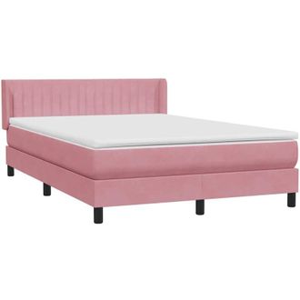 vidaXL Cama Box Spring Con Colch&oacute;n Terciopelo Rosa 140x220 Cm Vidaxl