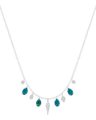 Meira T 14K 0.50 Ct. Tw. Diamond & Opal Necklace