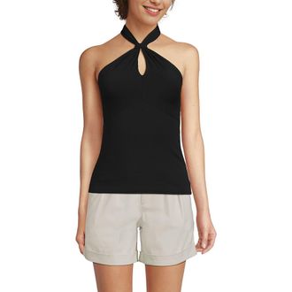 Lands End Slender Twist Front Halter Top in Black at Nordstrom, Size X-Large