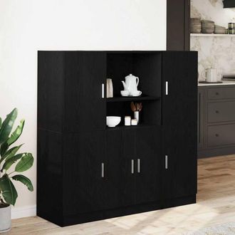 Berkfield Home Durable 3 Piece Kitchen Cabinet Set Black Engineered Wood