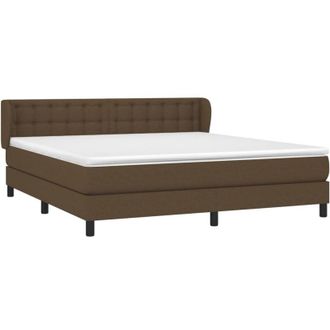 vidaXL Vidaxl - Cama Box Spring Con Colch&oacute;n Tela Marr&oacute;n Oscuro 180x200 Cm