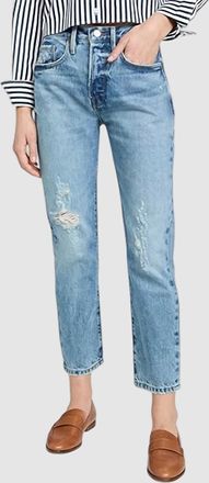 Frame Denim Le Original High Rise Slim Straight Jean In Bluejay Rips