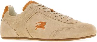 Burberry Mens Beige Suede Knight Runner Sneakers Flaxsilver