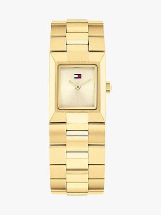 Tommy Hilfiger Ionic Gold-Plated Square Dial Bracelet Watch