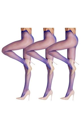 Lechery 7-Pack Glossy Sheer Festival Tights in Blue at Nordstrom, Size Small