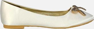 XY London Womens XY London Womens/Ladies Rory Diamante Slip-on Bow Ballerina Flats - Cream - Size: 7