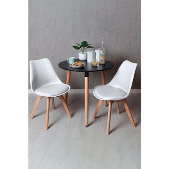 Regalos Miguel Regalos Miguel - Black Friday - Conjunto Mesa Tower Redonda 80 Cm Negra Y Pack 2 Sillas Synk Basic - Blanco