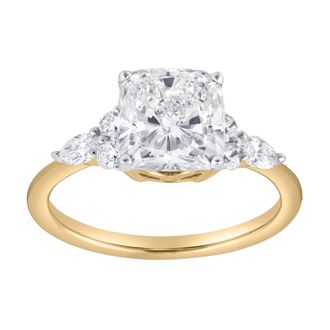 LuvMyJewelry Charlotte 14K Gold 2.8 Ct Cushion Lab Grown Diamond Engagement Ring in 14K Yellow Gold at Nordstrom, Size 7