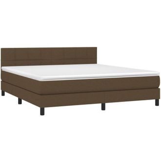 vidaXL Vidaxl - Cama Box Spring Con Colch&oacute;n Tela Marr&oacute;n Oscuro 180x200 Cm