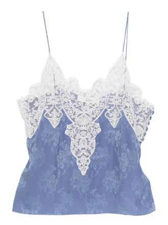 Chlo&eacute; lace-detail top - women - Silk/Cotton/Polyamide/Polyester - 38 - Purple