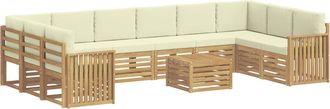 vidaXL Conjunto De Sof&aacute;s De Exterior 11 Uds. Blanco Y Crema Poli&eacute;ster Vidaxl
