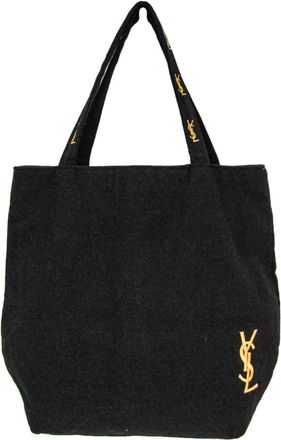 Saint Laurent Black Canvas Handbag Tote Bag (Pre-Owned)