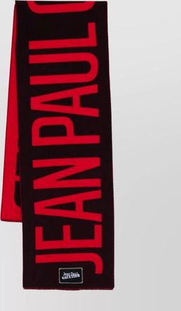 Jean Paul Gaultier wool scarf logo rectangular shape fringed edges