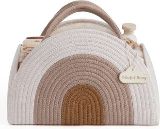 OEM Cesto De Almacenamiento - 34 X 15 X 27 Cm - Cordel De Algod&oacute;n Trenzado - Blanco - Con Separador En T Desmontable - 1 Unidad