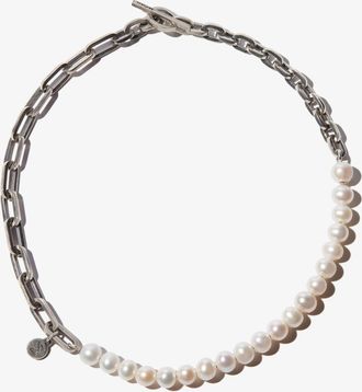 M. Cohen Sterling Silver Elm Trio Pearl Chain Bracelet - Unisex - Sterling Silver/Pearl