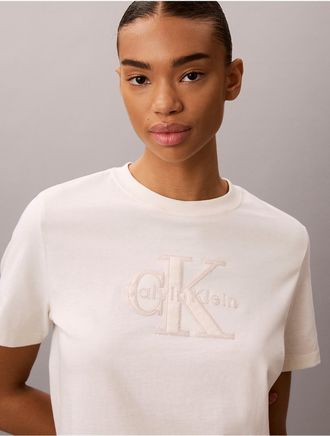 Calvin Klein Jeans Calvin Klein Womens Baby Terry Monologo Graphic Tee - White/Natural - XL