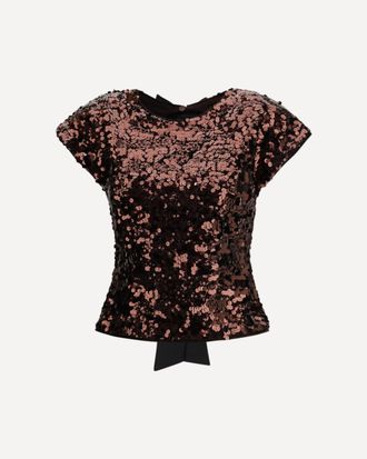 Ganni Sequin Top with bow back Female 38