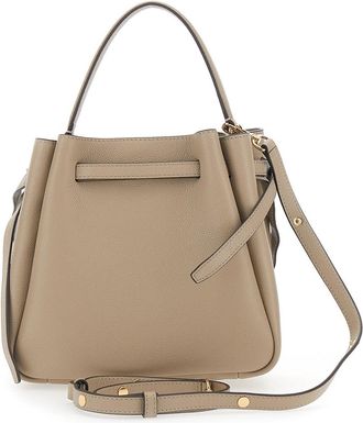 Tory Burch Womens Handbag Romy Bucket White Cowhide Leather Handbags Hand Bags