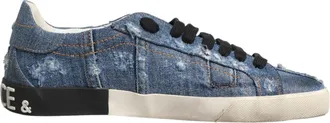 Dolce & Gabbana Blue Distressed Denim Low Top Sneakers Mens Shoes