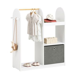 SoBuy Sobuy - Mobile Per Bambini Con Appendiabiti, Giardaroba Per Bambini Con Scatole, Armadio Per Bambini Con 3 Ganci, Kmb40-w