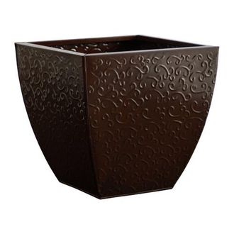 Nearly Natural 14-in Embossed Metal Scroll Planter in Brown at Nordstrom