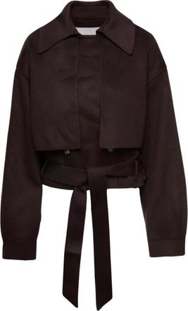 Nanushka Korte Trenchcoat met Riem - Dames - Zomerjassen - Bruin - L - Wol - Jassen