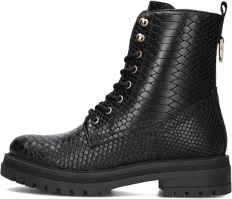 Omoda Zwarte Veterboots Lpmink-100 - Dames - Veterlaarzen - Zwart - 43 EU - Leer - Schoenen